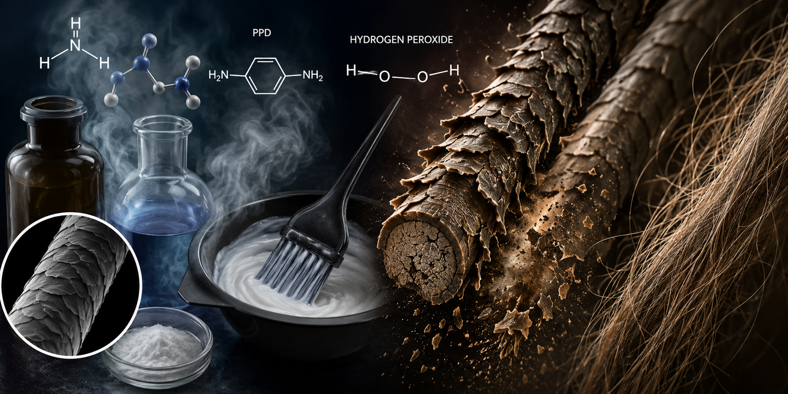 The Top 3 Ingredients in Chemical Hair Colors: Uncovering the Mechanism of Ammonia, PPD and Peroxide